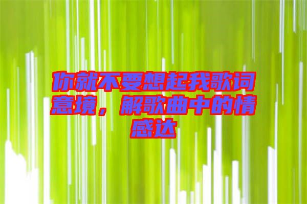 你就不要想起我歌詞意境，解歌曲中的情感達