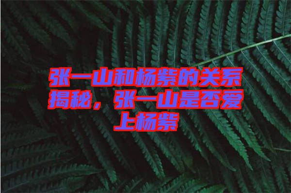 張一山和楊紫的關系揭秘，張一山是否愛上楊紫