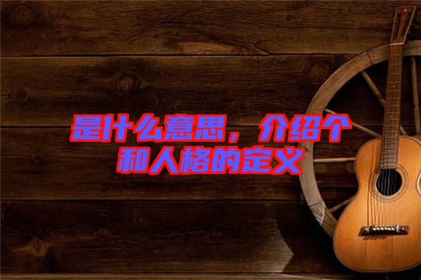 是什么意思，介紹個和人格的定義