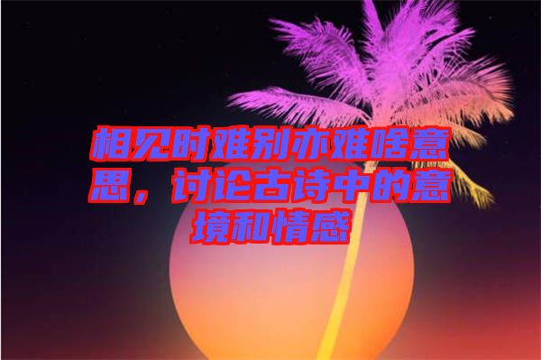 相見時難別亦難啥意思，討論古詩中的意境和情感