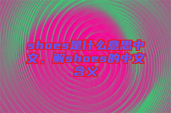 shoes是什么意思中文，解shoes的中文含義