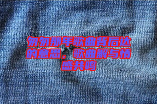 匆匆那年歌曲背后達的意思，歌曲解與情感共鳴