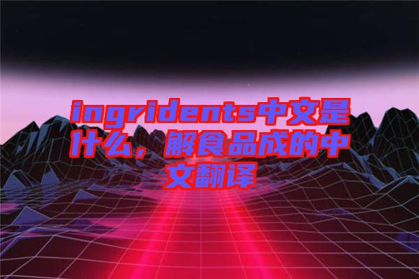 ingridents中文是什么，解食品成的中文翻譯