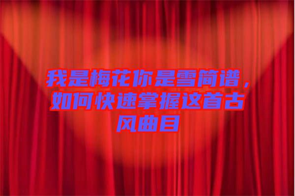 我是梅花你是雪簡譜，如何快速掌握這首古風曲目