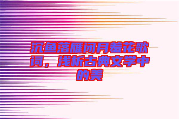 沉魚落雁閉月羞花歌詞，淺析古典文學中的美