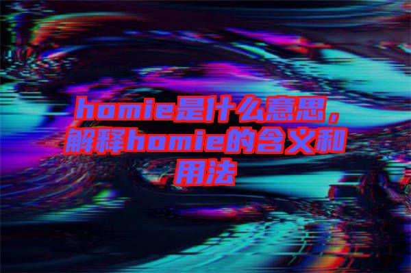homie是什么意思，解釋homie的含義和用法