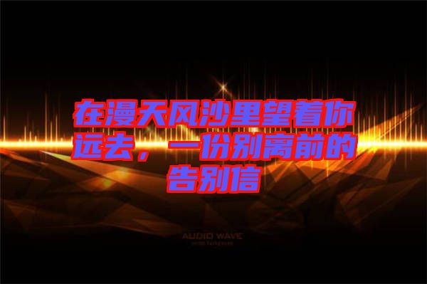 在漫天風(fēng)沙里望著你遠去，一份別離前的告別信