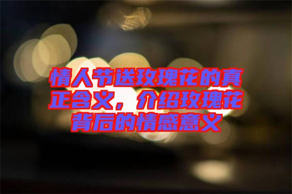情人節送玫瑰花的真正含義，介紹玫瑰花背后的情感意義