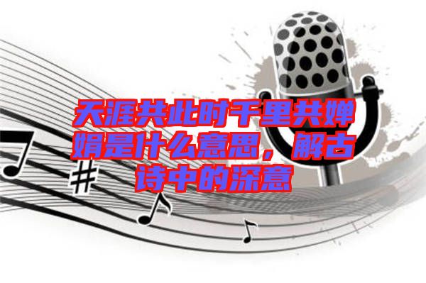 天涯共此時千里共嬋娟是什么意思，解古詩中的深意