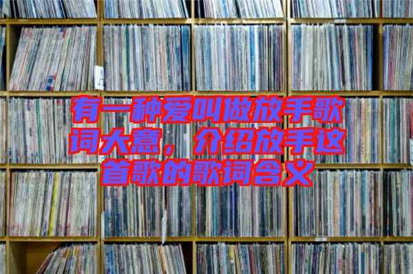 有一種愛叫做放手歌詞大意，介紹放手這首歌的歌詞含義