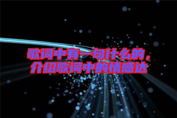 歌詞中有一句什么的，介紹歌詞中的情感達