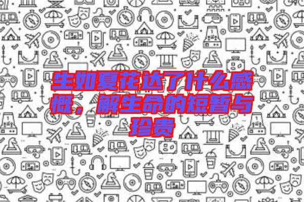 生如夏花達了什么感慨，解生命的短暫與珍貴
