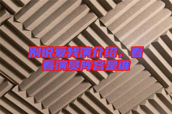 別說愛我演介紹，看看演員陣容是誰