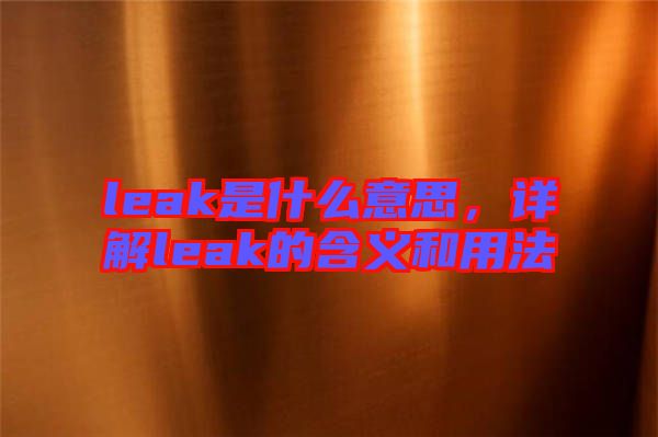 leak是什么意思，詳解leak的含義和用法