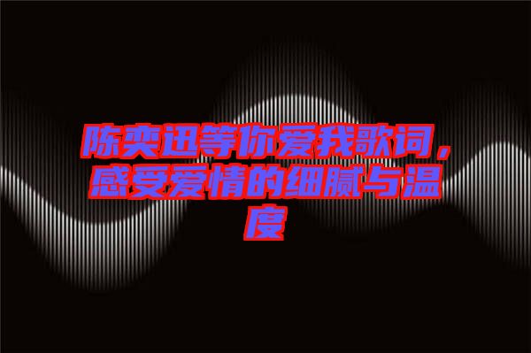 陳奕迅等你愛我歌詞，感受愛情的細膩與溫度