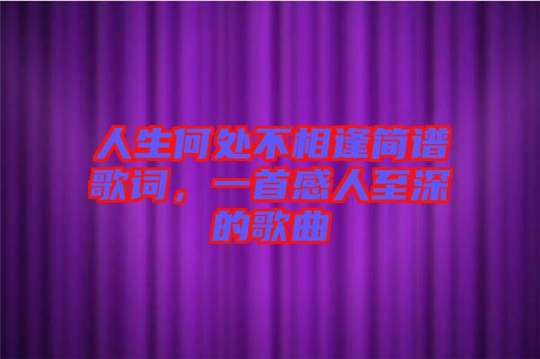 人生何處不相逢簡譜歌詞，一首感人至深的歌曲