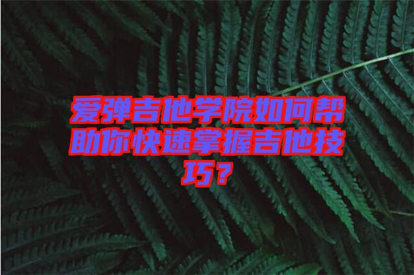 愛彈吉他學(xué)院如何幫助你快速掌握吉他技巧？