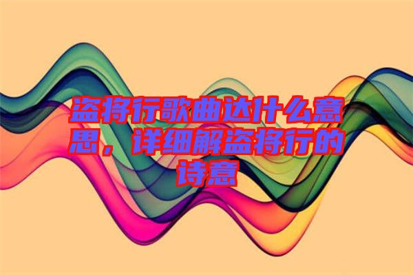 盜將行歌曲達什么意思，詳細解盜將行的詩意