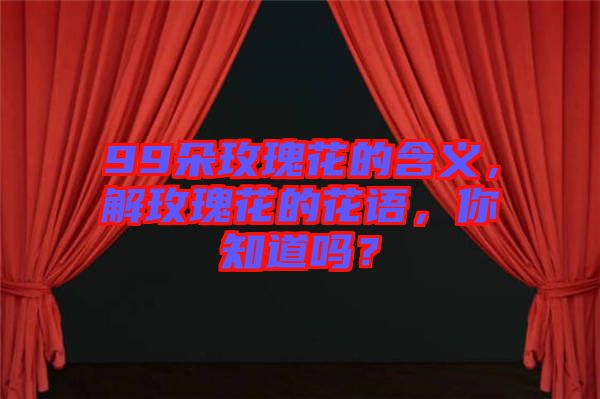 99朵玫瑰花的含義，解玫瑰花的花語(yǔ)，你知道嗎？