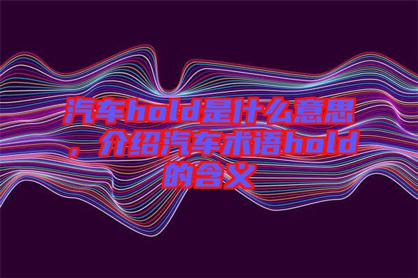 汽車hold是什么意思，介紹汽車術語hold的含義
