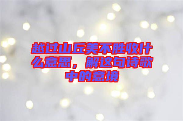 越過(guò)山丘美不勝收什么意思，解這句詩(shī)歌中的意境