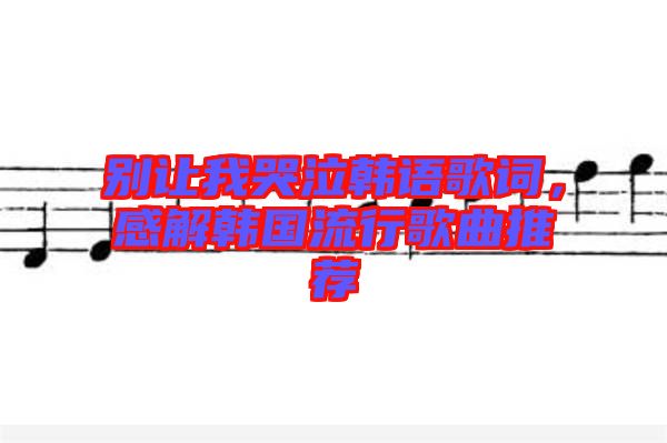 別讓我哭泣韓語歌詞，感解韓國流行歌曲推薦