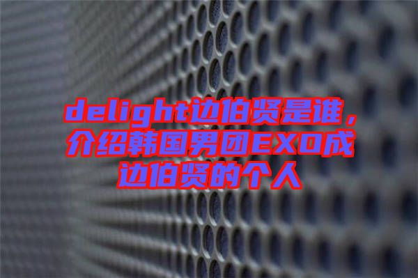 delight邊伯賢是誰，介紹韓國男團EXO成邊伯賢的個人