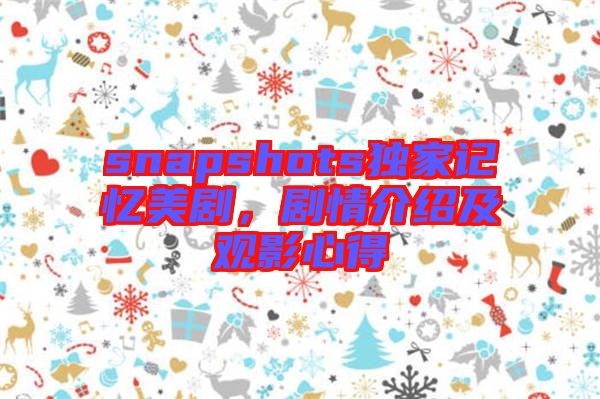 snapshots獨家記憶美劇，劇情介紹及觀影心得