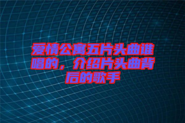 愛情公寓五片頭曲誰唱的，介紹片頭曲背后的歌手