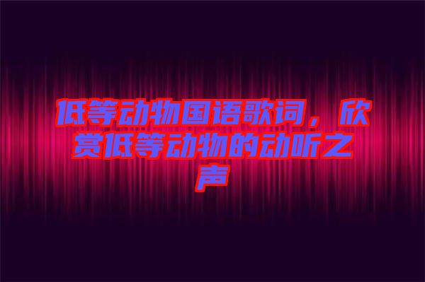 低等動物國語歌詞，欣賞低等動物的動聽之聲