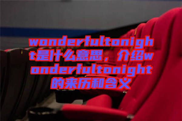 wonderfultonight是什么意思，介紹wonderfultonight的來歷和含義