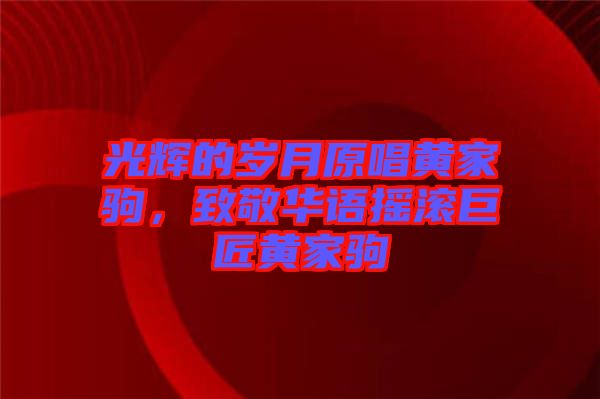 光輝的歲月原唱黃家駒，致敬華語搖滾巨匠黃家駒