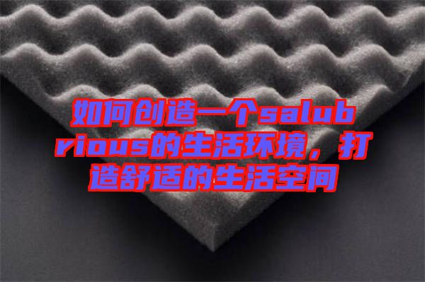 如何創造一個salubrious的生活環境，打造舒適的生活空間