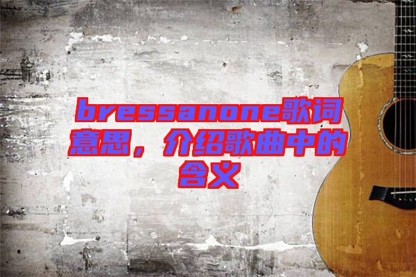 bressanone歌詞意思，介紹歌曲中的含義