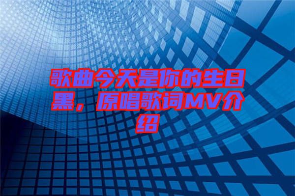 歌曲今天是你的生日黑，原唱歌詞MV介紹