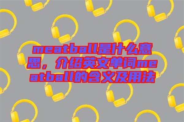 meatball是什么意思，介紹英文單詞meatball的含義及用法