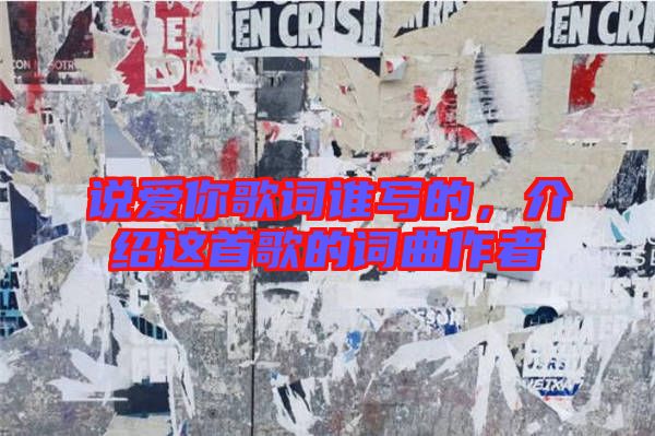 說愛你歌詞誰寫的，介紹這首歌的詞曲作者