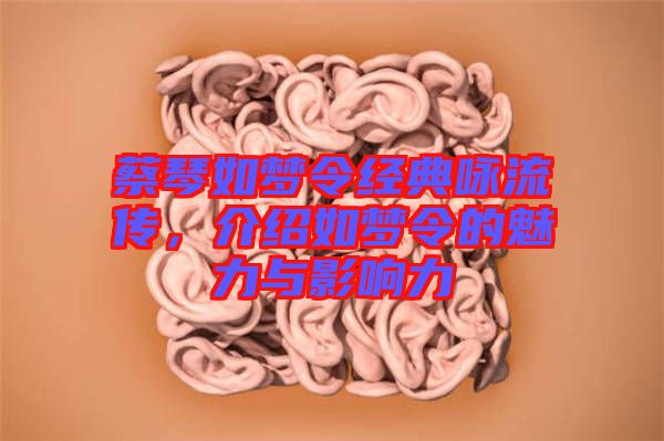 蔡琴如夢令經(jīng)典詠流傳，介紹如夢令的魅力與影響力