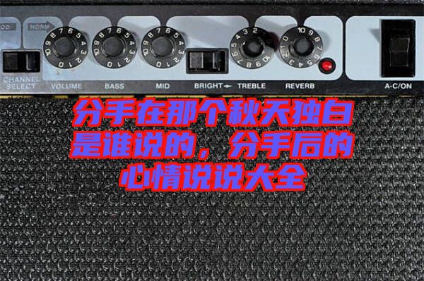 分手在那個秋天獨(dú)白是誰說的，分手后的心情說說大全