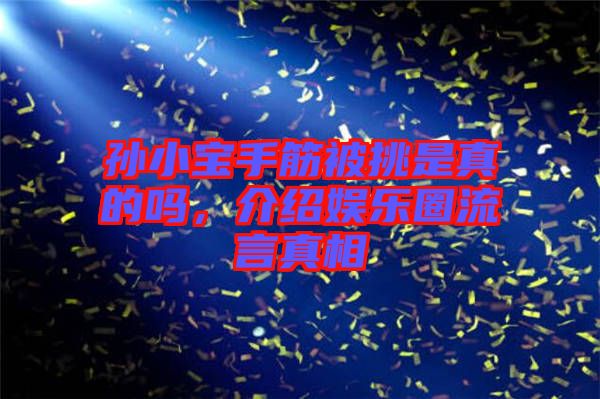 孫小寶手筋被挑是真的嗎，介紹娛樂圈流言真相