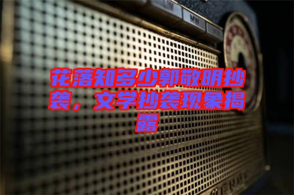 花落知多少郭敬明抄襲，文學抄襲現象揭露