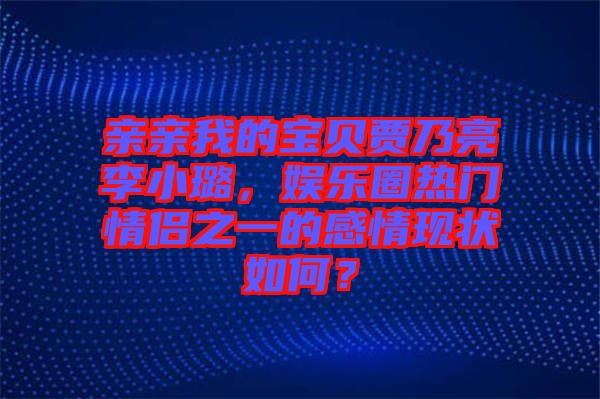 親親我的寶貝賈乃亮李小璐，娛樂(lè)圈熱門(mén)情侶之一的感情現(xiàn)狀如何？
