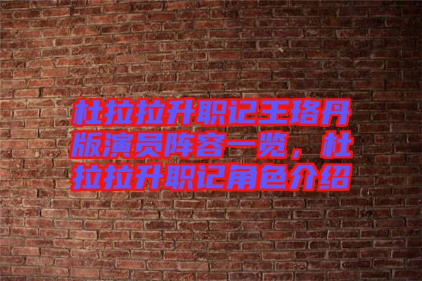 杜拉拉升職記王珞丹版演員陣容一覽，杜拉拉升職記角色介紹