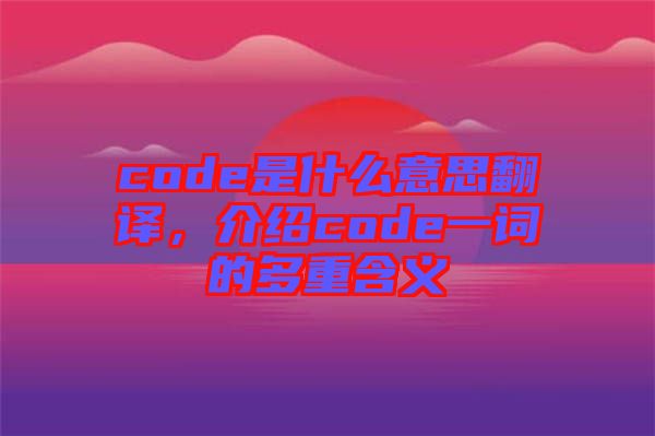code是什么意思翻譯，介紹code一詞的多重含義