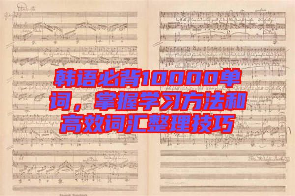 韓語必背10000單詞，掌握學(xué)習(xí)方法和高效詞匯整理技巧