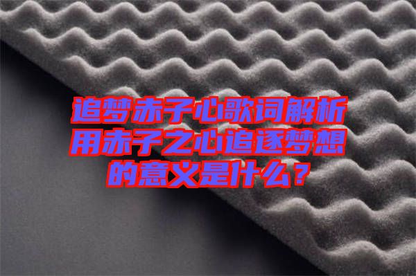 追夢赤子心歌詞解析用赤子之心追逐夢想的意義是什么？