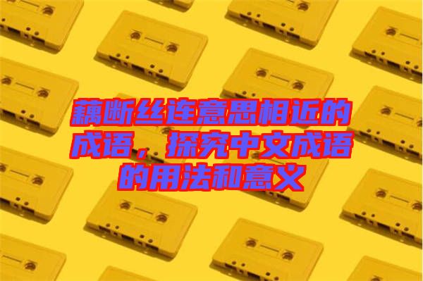 藕斷絲連意思相近的成語(yǔ)，探究中文成語(yǔ)的用法和意義