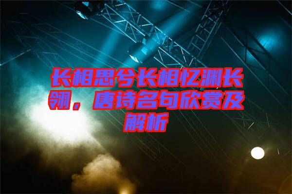 長相思兮長相憶淵長翎，唐詩名句欣賞及解析