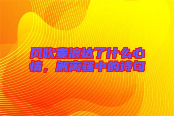 風(fēng)吹麥浪達(dá)了什么心情，解離騷中的詩(shī)句