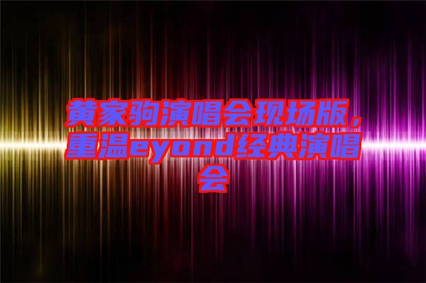 黃家駒演唱會現場版，重溫eyond經典演唱會
